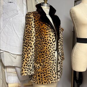 Leopard Print real  Fur Coat . Vintage